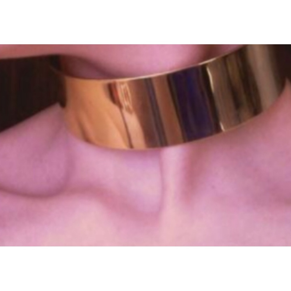 Gold Colored Metal Wide Choker Necklace